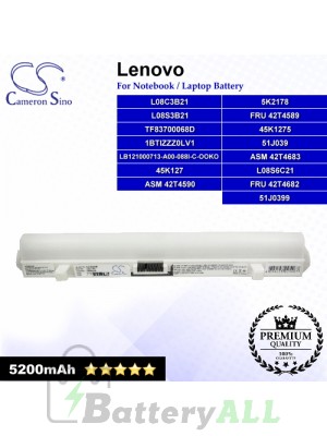 CS-IBS9HB For Lenovo Laptop Battery Model 1BTIZZZ0LV1 / 45K127 / 45K1275 / 45K2178 / 51J039 / 51J0399 (White)