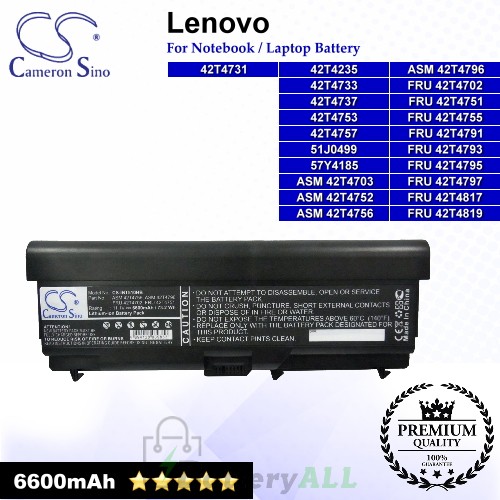 CS-IBT510HB For Lenovo Laptop Battery Model 42T4235 / 42T4708 / 42T4709 / 42T4710 / 42T4712 / 42T4714