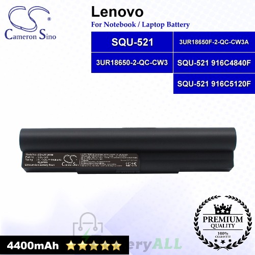 CS-LVF30NB For Lenovo Laptop Battery Model 3UR18650-2-QC-CW3 / 3UR18650F-2-QC-CW3A / SQU-521
