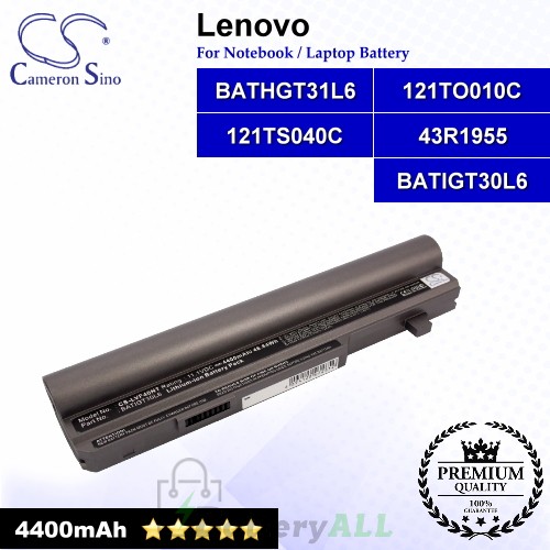 CS-LVF40NT For Lenovo Laptop Battery Model 121TO010C / 121TS040C / 43R1955 / BATHGT31L6 / BATIGT30L6 (Silver Grey)