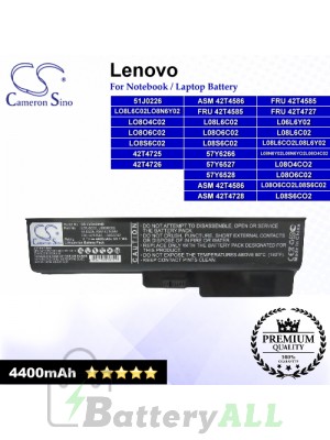 CS-LVG430NB For Lenovo Laptop Battery Model 42T4725 / 42T4726 / 51J0226 / 57Y6266 / 57Y6527 / 57Y6528