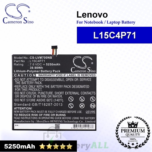 CS-LVM700NB For Lenovo Laptop Battery Model L15C4P71 / L15L4P71