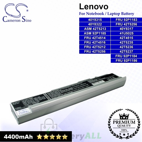 CS-LVN100NB For Lenovo Laptop Battery Model 40Y8315 / 40Y8317 / 40Y8322 / 42T4515 / 42T5235 / 42T5236