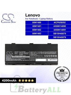 CS-LVP500NB For Lenovo Laptop Battery Model 00NY490 / 00NY491 / 00NY492 / 00NY493 / 4ICP6/58/92