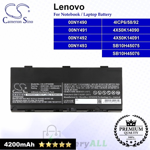 CS-LVP500NB For Lenovo Laptop Battery Model 00NY490 / 00NY491 / 00NY492 / 00NY493 / 4ICP6/58/92