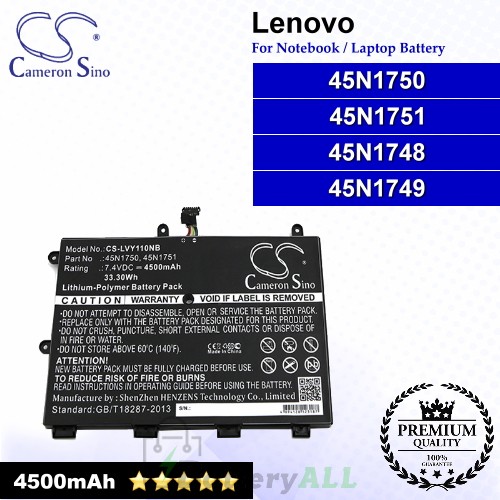 CS-LVY110NB For Lenovo Laptop Battery Model 45N1748 / 45N1749 / 45N1750 / 45N1751