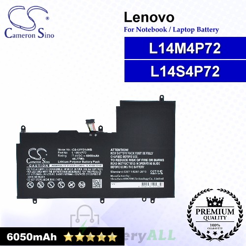 CS-LVY314NB For Lenovo Laptop Battery Model L14M4P72 / L14S4P72