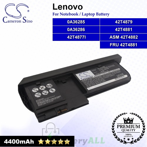 CS-LYX220NB For Lenovo Laptop Battery Model 0A36285 / 0A36286 / 0A36316 / 42T4877l / 42T4879 / 42T4881
