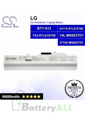 CS-MSU100DT For LG Laptop Battery Model 14L-MS6837D1 / 3715A-MS6837D1 / 6317A-RTL8187SE / BTY-S12 / TX2-RTL8187SE (White)