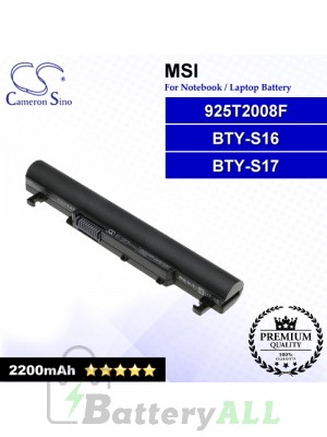 CS-MSU160NB For MSI Laptop Battery Model 925T2008F / BTY-S16 / BTY-S17