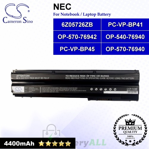 CS-NES510NB For NEC Laptop Battery Model 6Z05726ZB / OP-540-76940 / OP-570-76940 / OP-570-76942 / PC-VP-BP41
