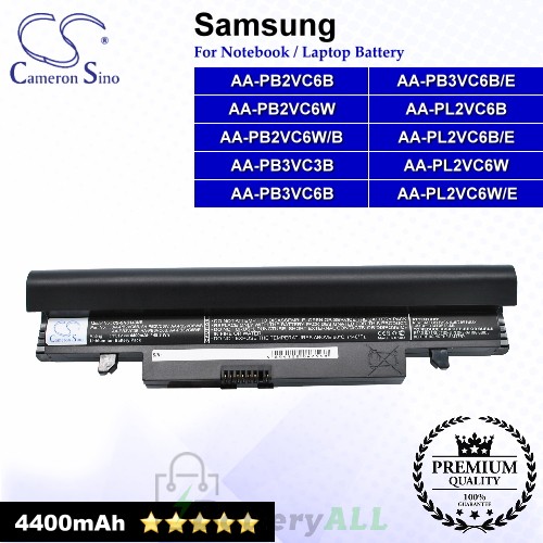 CS-SNC143NB For Samsung Laptop Battery Model AA-PB2VC6B / AA-PB2VC6W / AA-PB2VC6W/B / AA-PB3VC3B (Black)