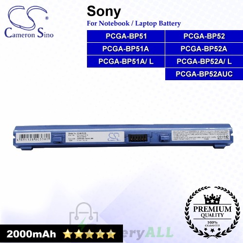 CS-BP51PL For Sony Laptop Battery Model PCGA-BP51 / PCGA-BP51A / PCGA-BP51A/ L / PCGA-BP52 / PCGA-BP52A (Purple)