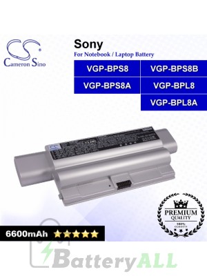 CS-BPL8HB For Sony Laptop Battery Model VGP-BPL8 / VGP-BPL8A / VGP-BPS8 / VGP-BPS8A / VGP-BPS8B