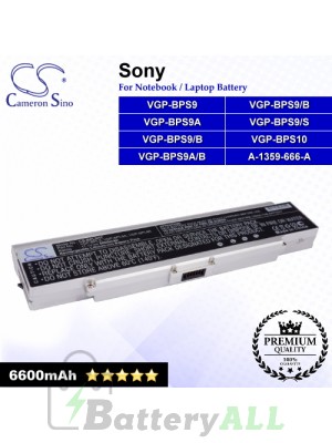 CS-BPL9HT For Sony Laptop Battery Model VGP-BPL9 / VGP-BPL9A / VGP-BPL9B (Silver)