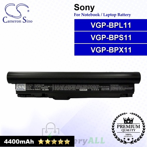 CS-BPS11NB For Sony Laptop Battery Model VGP-BPL11 / VGP-BPS11