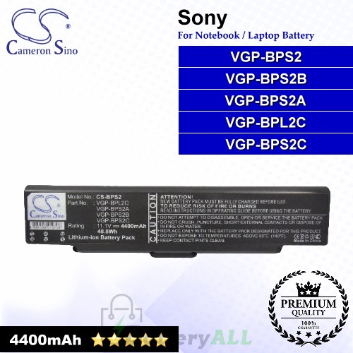 CS-BPS2 For Sony Laptop Battery Model VGP-BPL2C / VGP-BPS2 / VGP-BPS2A / VGP-BPS2B / VGP-BPS2C