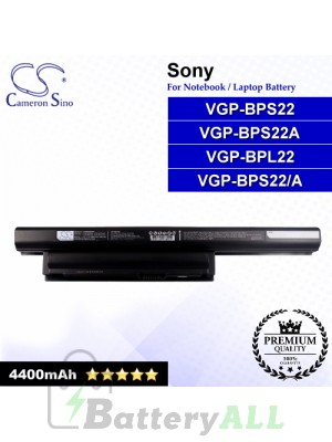 CS-BPS22NT For Sony Laptop Battery Model VGP-BPL22 / VGP-BPS22 / VGP-BPS22/A / VGP-BPS22A / VGP-BPS22A/P (Black)