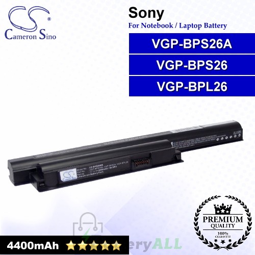 CS-BPS26NB For Sony Laptop Battery Model VGP-BPL26 / VGP-BPS26 / VGP-BPS26A