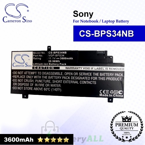 CS-BPS34NB For Sony Laptop Battery Model VGP-BPS34