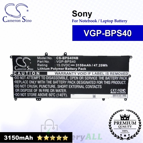 CS-BPS40NB For Sony Laptop Battery Model VGP-BPS40