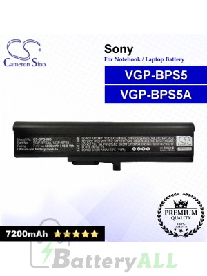 CS-BPS5NB For Sony Laptop Battery Model VGP-BPS5 / VGP-BPS5A