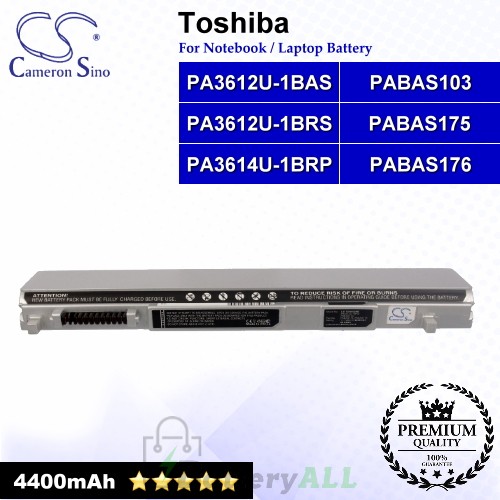 CS-TOA602NB For Toshiba Laptop Battery Model PA3612U-1BAS / PA3612U-1BRS / PA3614U-1BRP / PABAS103