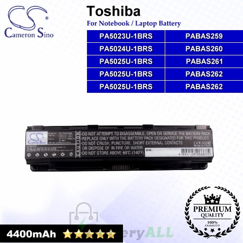 CS-TOC800NB For Toshiba Laptop Battery Model PA5023U-1BRS / PA5024U-1BRS / PA5025U-1BRS / PA5026U-1BRS
