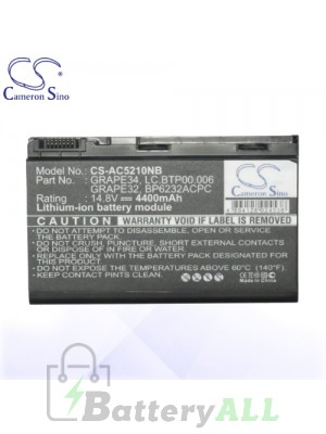 CS Battery for Acer Extensa 5610 / 5610G / 5620 / 5620G / 5620Z Battery L-AC5210NB