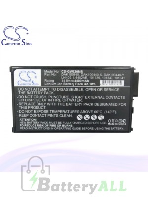 CS Battery for Gateway MX7527 / 7110GX / 7210GX / 7215GX / 7305GZ / 7310MX Battery GW520NB