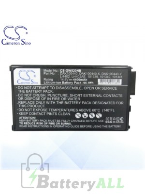 CS Battery for Gateway MX7337h / MX7340 / MX7515 / MX7515m / MX7520h Battery L-GW520NB