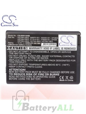 CS Battery for HP Pavilion ZV5007LA-DV764L / zv5122EA / zv5129EA Battery 4400mah L-NX9110HB