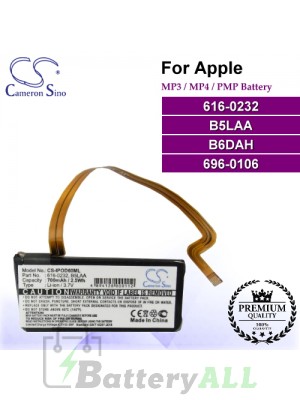 CS-IPOD60ML For Apple Mp3 Mp4 PMP Battery Model 616-0232 / 696-0106 / B5LAA / B6DAH