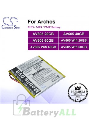 CS-AV605SL For Archos Mp3 Mp4 PMP Battery Fit Model AV605 20GB / AV605 40GB / AV605 60GB / AV605 Wifi 20GB / AV605 Wifi 40GB / AV605 Wifi 60GB