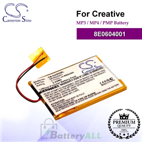 CS-DA002SL For Creative Mp3 Mp4 PMP Battery Model 8E0604001