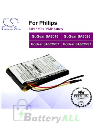 CS-PS025SL For Philips Mp3 Mp4 PMP Battery Fit Model GoGear SA6015 / GoGear SA6025 / GoGear SA6025/37 / GoGear SA6025/97