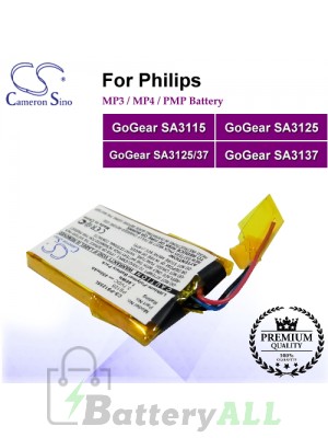 CS-PS125SL For Philips Mp3 Mp4 PMP Battery Fit Model GoGear SA3115 / GoGear SA3125 / GoGear SA3125/37 / GoGear SA3137