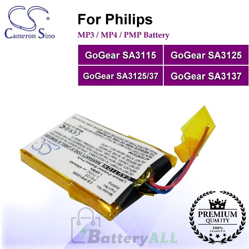 CS-PS125SL For Philips Mp3 Mp4 PMP Battery Fit Model GoGear SA3115 / GoGear SA3125 / GoGear SA3125/37 / GoGear SA3137