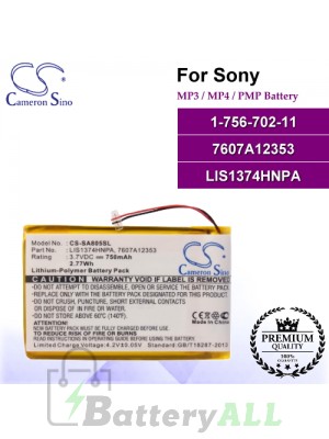 CS-SA805SL For Sony Mp3 Mp4 PMP Battery Model 1-756-702-11 / 7607A12353 / LIS1374HNPA