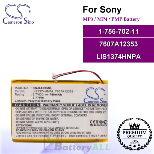 CS-SA805SL For Sony Mp3 Mp4 PMP Battery Model 1-756-702-11 / 7607A12353 / LIS1374HNPA