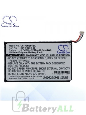 CS Battery for Garmin 361-00051-00 / 361-00051-01 / 361-00051-02 Battery IQN266SL