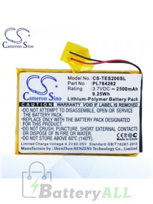 CS Battery for TEASI PL784262 / Teasi One 2 Battery TES200SL
