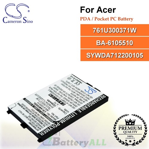 CS-AM300SL For Acer PDA / Pocket PC Battery Model 761U300371W / BA-6105510 / SYWDA712200105