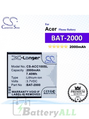 CS-ACC100SL For Acer Phone Battery Model BAT-2000