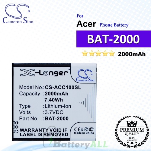 CS-ACC100SL For Acer Phone Battery Model BAT-2000