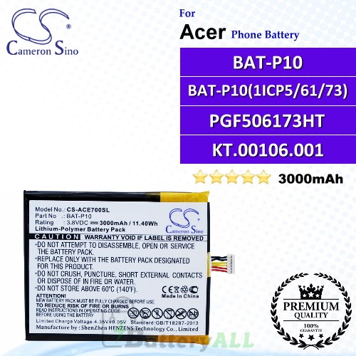 CS-ACE700SL For Acer Phone Battery Model BAT-P10 / BAT-P10 (1ICP5/61/73) / PGF506173HT / KT.00106.001