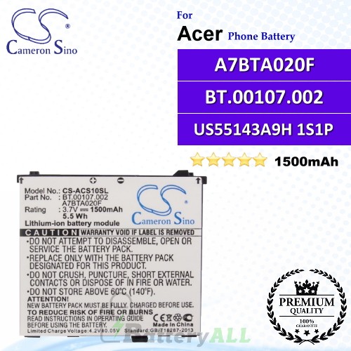 CS-ACS10SL For Acer Phone Battery Model US55143A9H 1S1P / A7BTA020F / BT.00107.002
