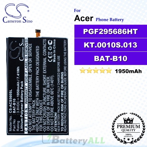 CS-ACS560SL For Acer Phone Battery Model BAT-B10 / PGF295686HT / KT.0010S.013