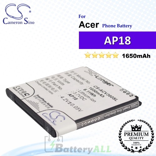 CS-ACV360SL For Acer Phone Battery Model AP18