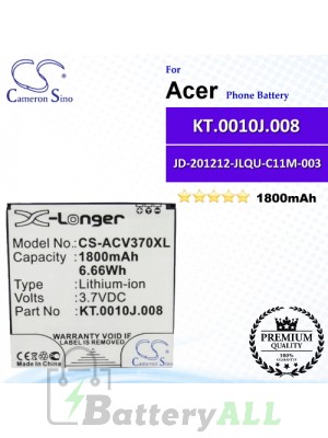 CS-ACV370XL For Acer Phone Battery Model KT.0010J.008 / JD-201212-JLQU-C11M-003